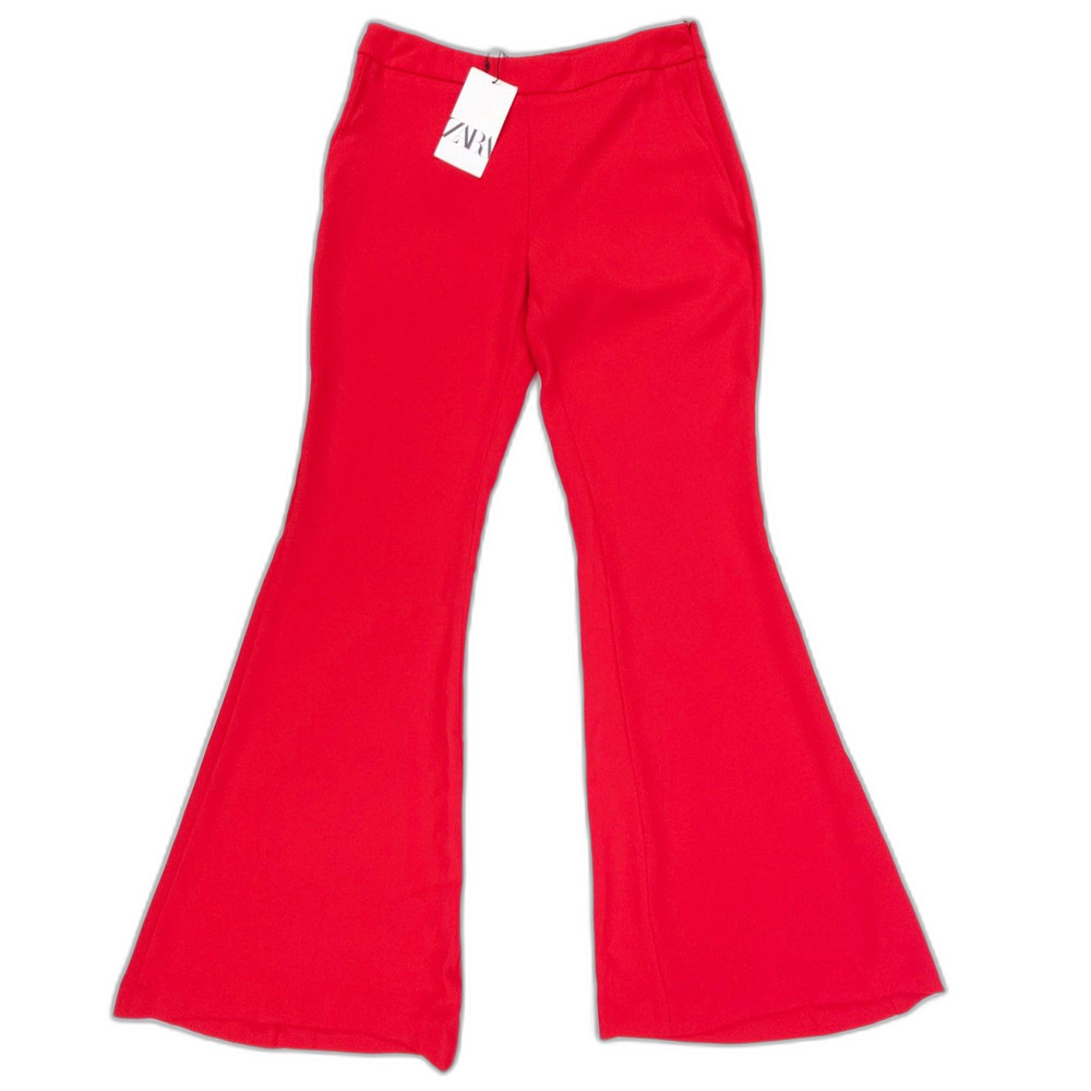 NWT Zara Tailored Flare Leg Trouser Dress Pants Red Minimal French Girl Business